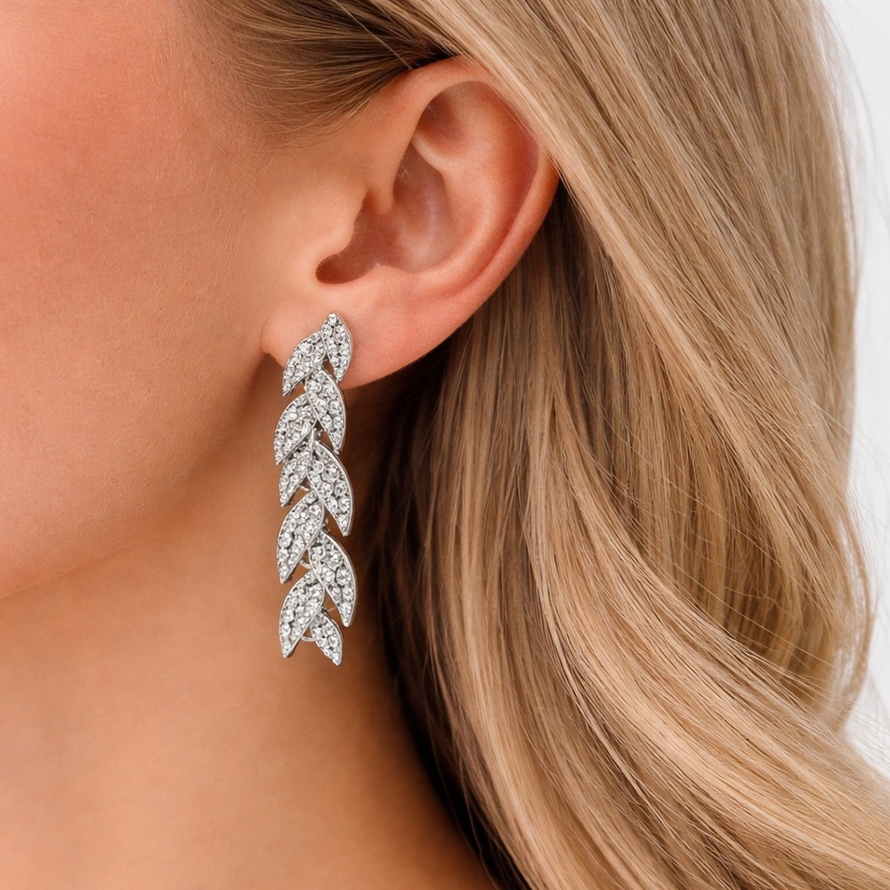 Fashion Jewelry Silver Leaf Link Bracelet with Matching Earrings
